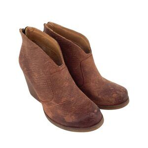 Korks Gemini Ankle Boots Womens 6.5 Brown Snake Pattern Chunky Heel